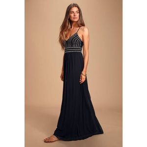 Gala Black Embroidered Maxi Dress